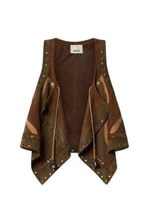Gilet Kelby Senza Maniche Asimmetrico In Patchwork ISABEL MARANT | GI0091FAD2E04I50BZ